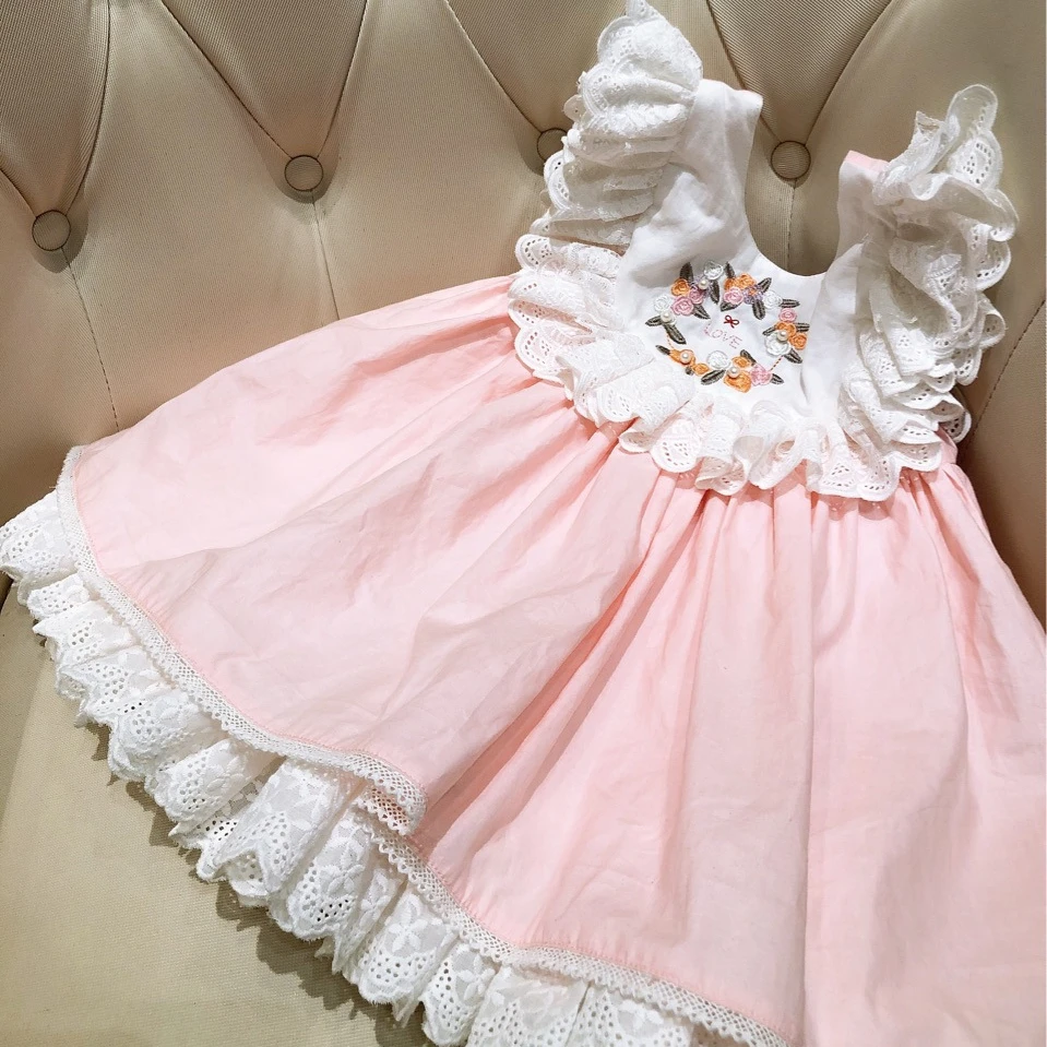 Новинка лета 2019 платье для девочек в испанском стиле праздничное Хлопковое с