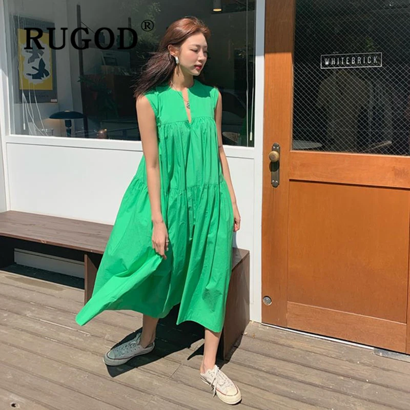 Женское платье-макси RUGOD однотонное платье без рукавов в Корейском стиле 2019 |