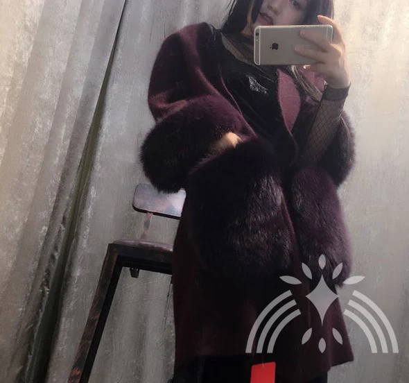 Новый женский вязаный норковый кашемировый свитер с большим карманом из меха