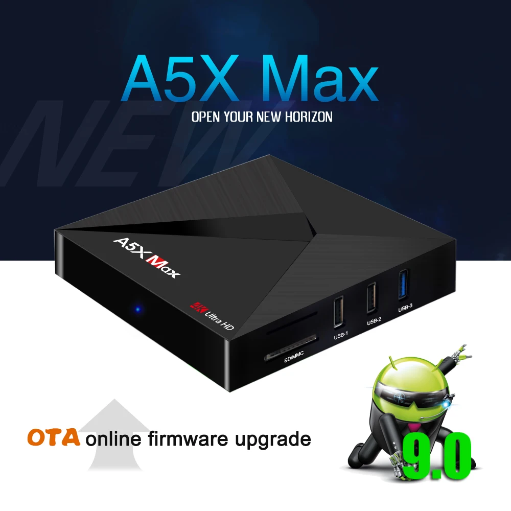 4 ГБ 32 ГБ A5X MAX Android 9,0 tv Box H.265 Малайзия IPTV myip tv 1 год сервис 190+ каналы Малайзия, Сингапур IP tv Indonesia