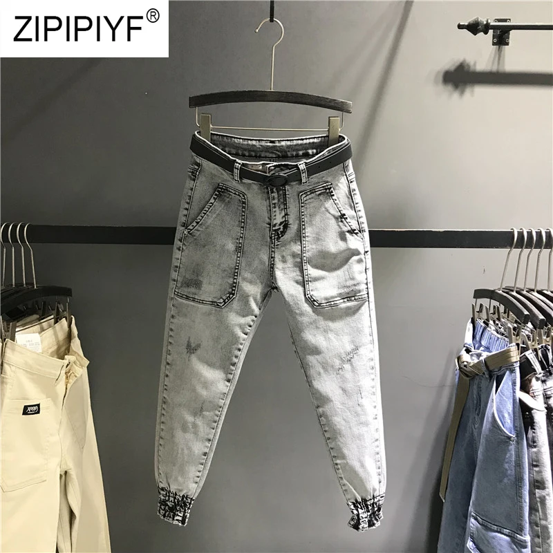 Новейшие модные джинсы для женщин с высокой талией потертые повседневные