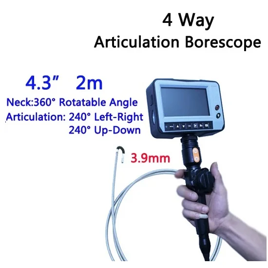3.9mm 4 Way Direction 2M Rotational Inspection Camera Industry Endoscope Video Borescope 4.3inch LCD USB SD Card VD-4ED39 | Безопасность