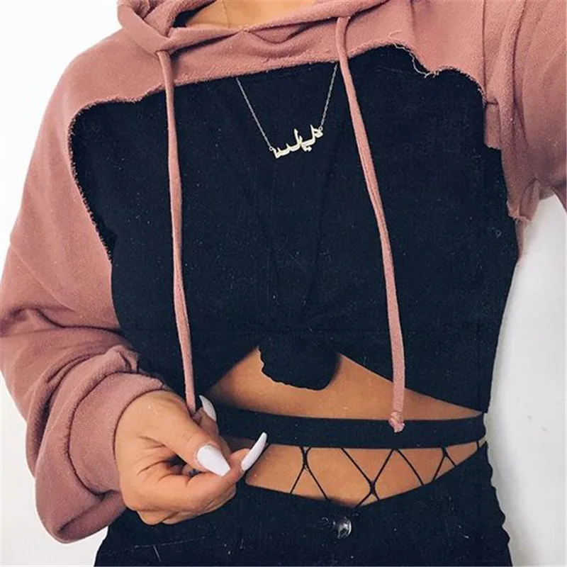 Drop-shoulder front cut out hoodies 