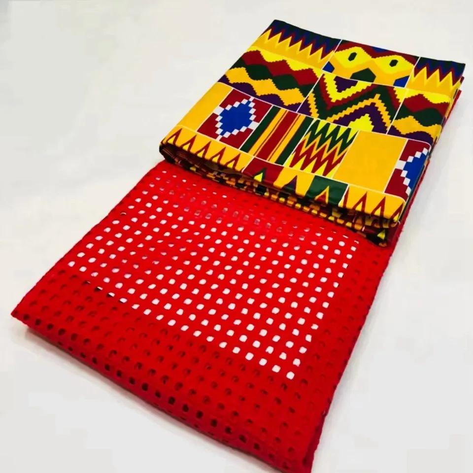 5 ярдов/комплект африканские кружева Анкары сухое кружево ткань оранжевое много