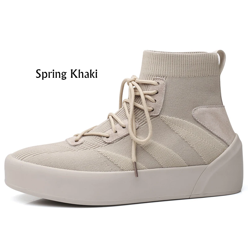 Spring Khaki Misalwa/мужские носки, 38-45, высокие, повседневные, тянущиеся, мужские, вулканизированные, зимние, весенние, на шнуровке, кроссовки на плоской подошве/2,5 см, увеличивающие рост - Цвет: Spring Khaki
