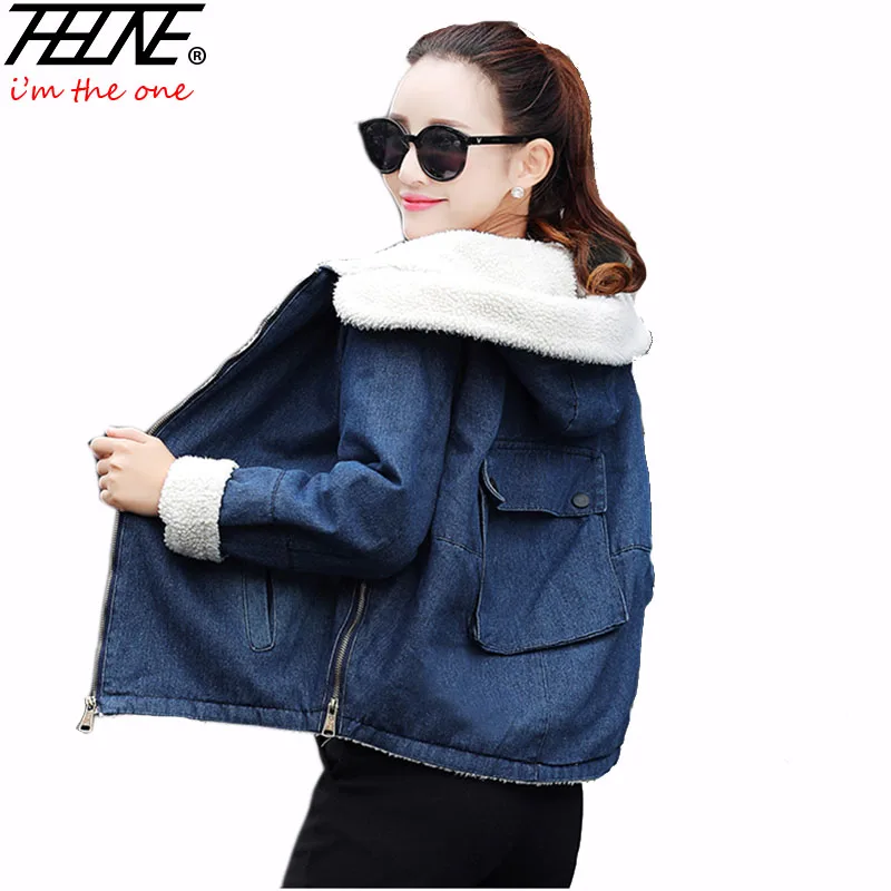 THHONE/осенне зимние куртки женская короткая парка пальто с капюшоном из флиса