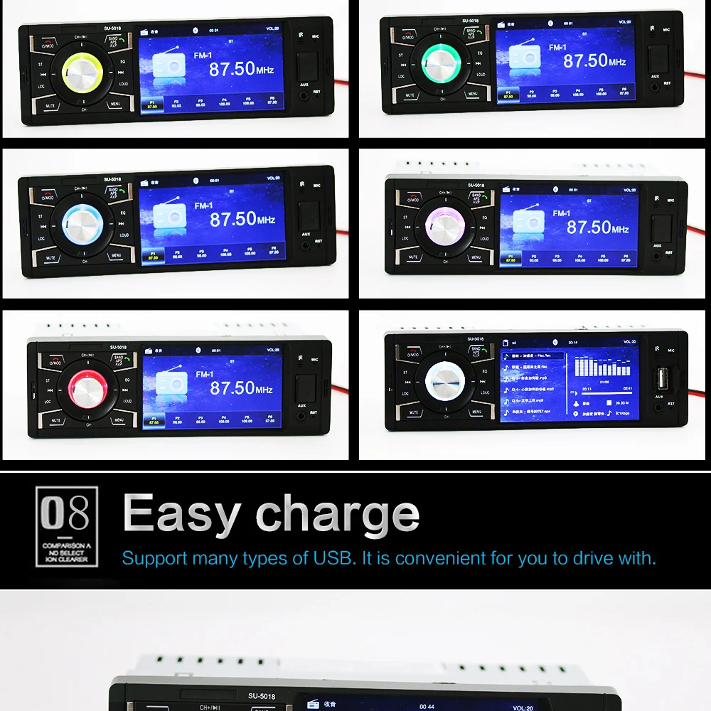 Радио 1Din MP3 плеер Автомобильный стерео Мультимедиа Аудио USB AUX FM радио станция Bluetooth Камера заднего вида дистанционное управление Авторадио