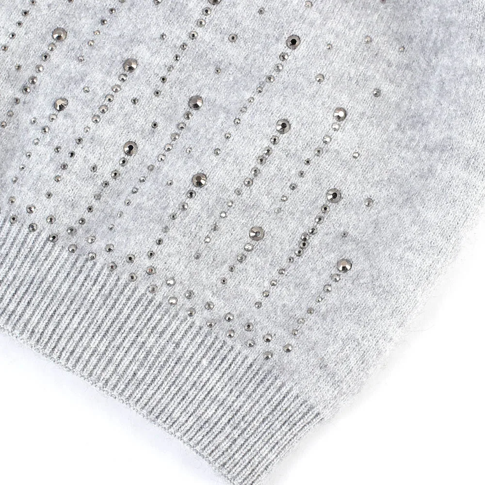 

Geebro Women's Rhinestones Beanie Hat Winter Casual Knitted Cashmere Slouchy Beanies Ladies Balavaca Skullies&Beanies Hat DQ055