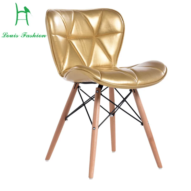

Wooden fashion simple chair PU leather recliners chairs cafe