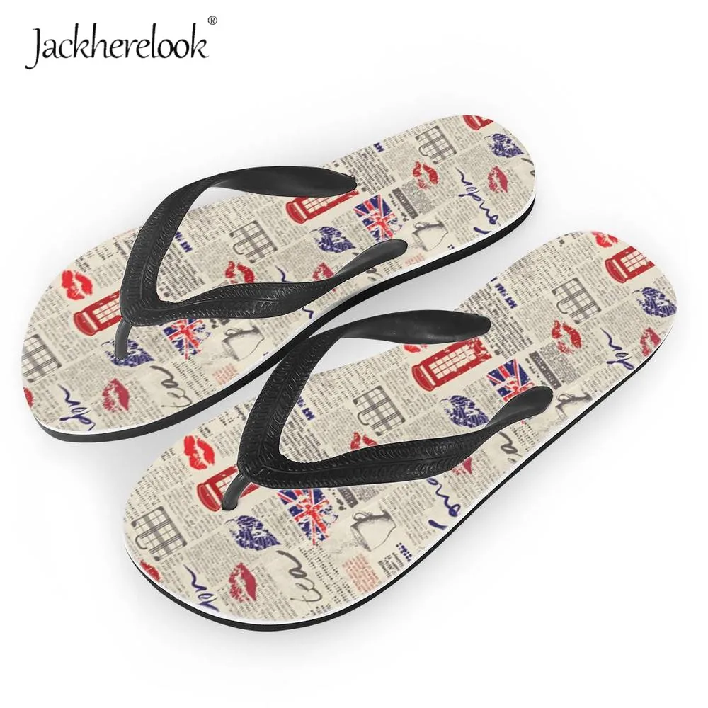 Jackherelook/женские летние милые Вьетнамки; повседневные винтажные шлепанцы с газетным дизайном для женщин; женские пляжные сандалии для дома и бассейна