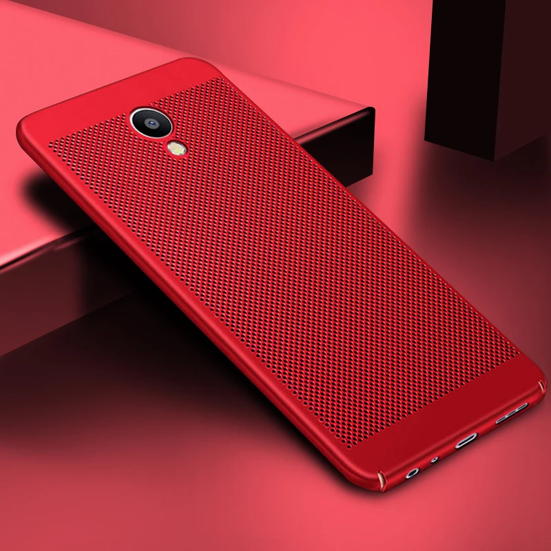 Red Полый теплоотвод чехол для Meizu 15 M6 Pro 7 M5C Plus M5S M5 Note задняя крышка ультра тонкий Бампер Защитный корпус Capas - Цвет: Red