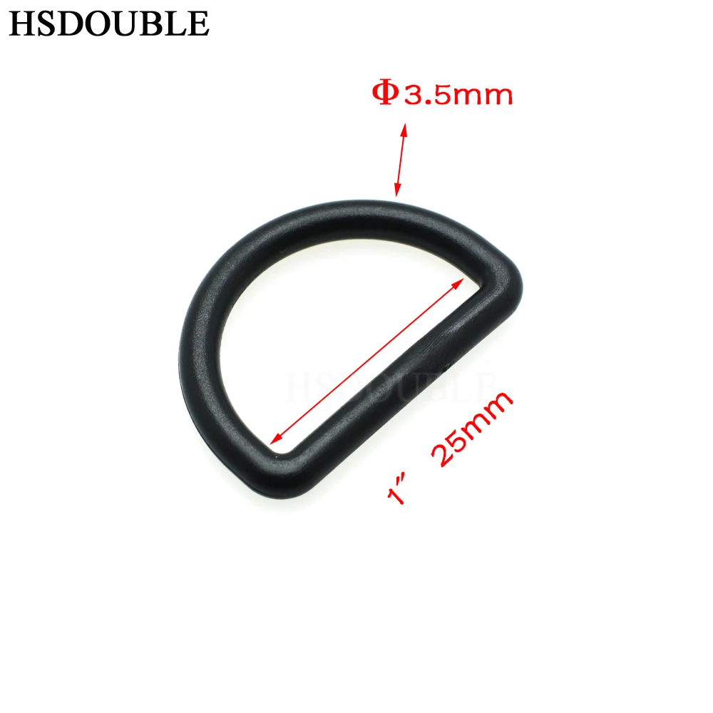 Пластиковые d-образные пряжки Размеры 10 мм 12 15 20 25 30 38 45 черный