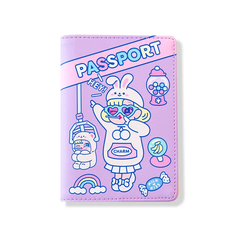 По нижнему краю; высший класс! Kawaii! Розовый фиолетовый чехол для паспорта из искусственной кожи для женщин и девочек, держатель для карт, чехол для паспорта с держателем для ручек - Цвет: Лаванда