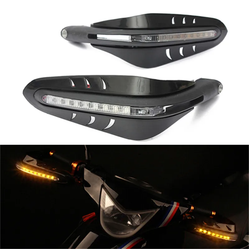 Черная универсальная защита для рук на руль с LED дневные ходовые огни Сигналы