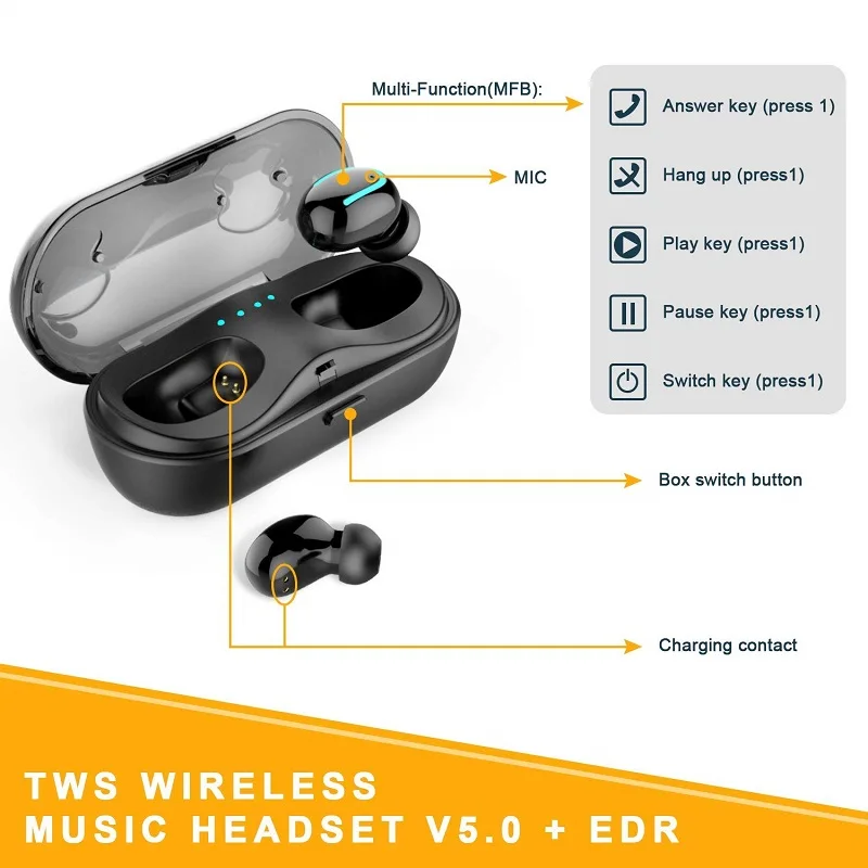 Bluetooth 5,0, мини Tws, спортивные наушники, беспроводная гарнитура, наушники с светильник, микрофон, Автоматическое Сопряжение, наушники для apple, samsung