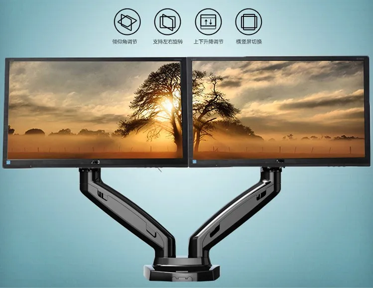 Dual Monitor держатель NB F160 2 кронштейн для монтажа экрана газа весна 360 градусов рабочего 1"-27" двойной монитор держатель рука Полная движения ТВ крепление