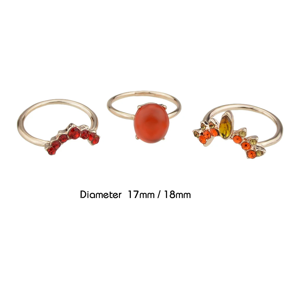 Комплект из 3 предметов золото-Цвет с красными стразами опал вечерние палец