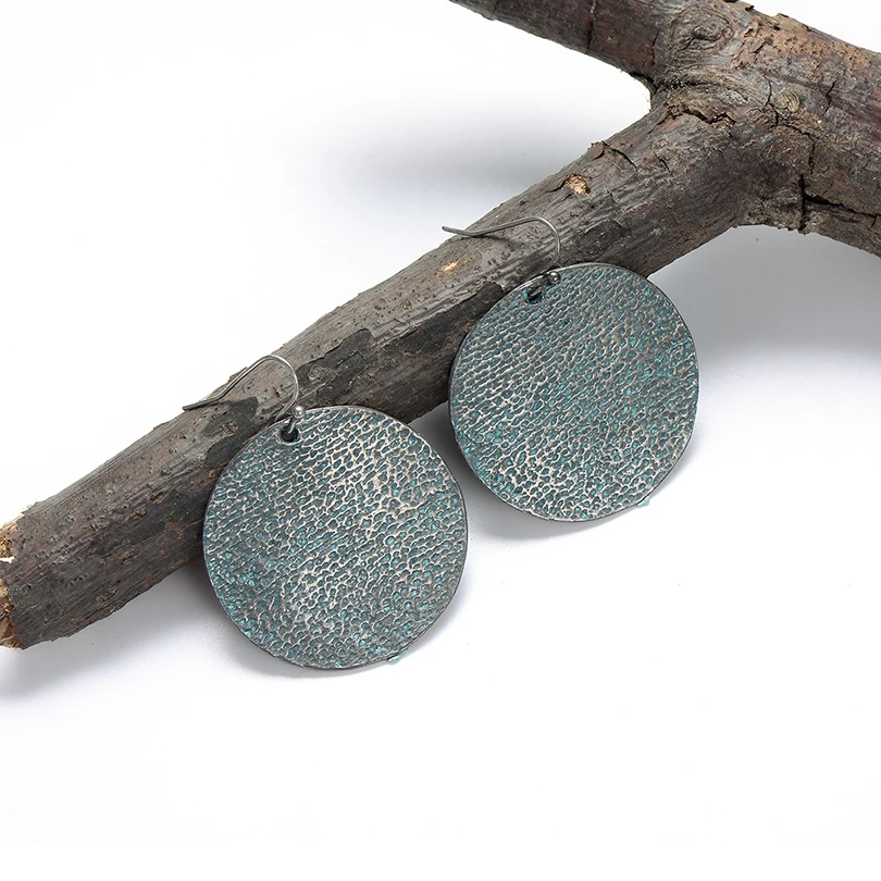 Chic Retro Big Alloy Round Drop Earrings For Women Statement Jewelry Vintage Geometric Shape Silver Color Europe Earring Hot | Украшения и