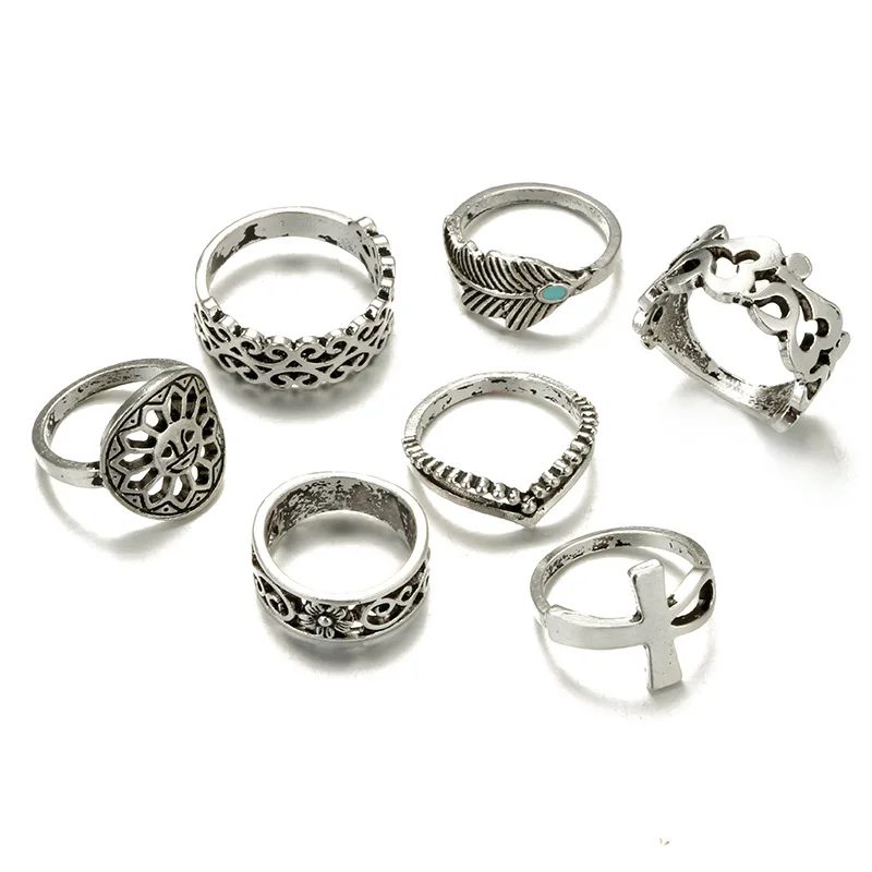 Кольцо женское серебряное в стиле панк с резными суставами | Украшения и
