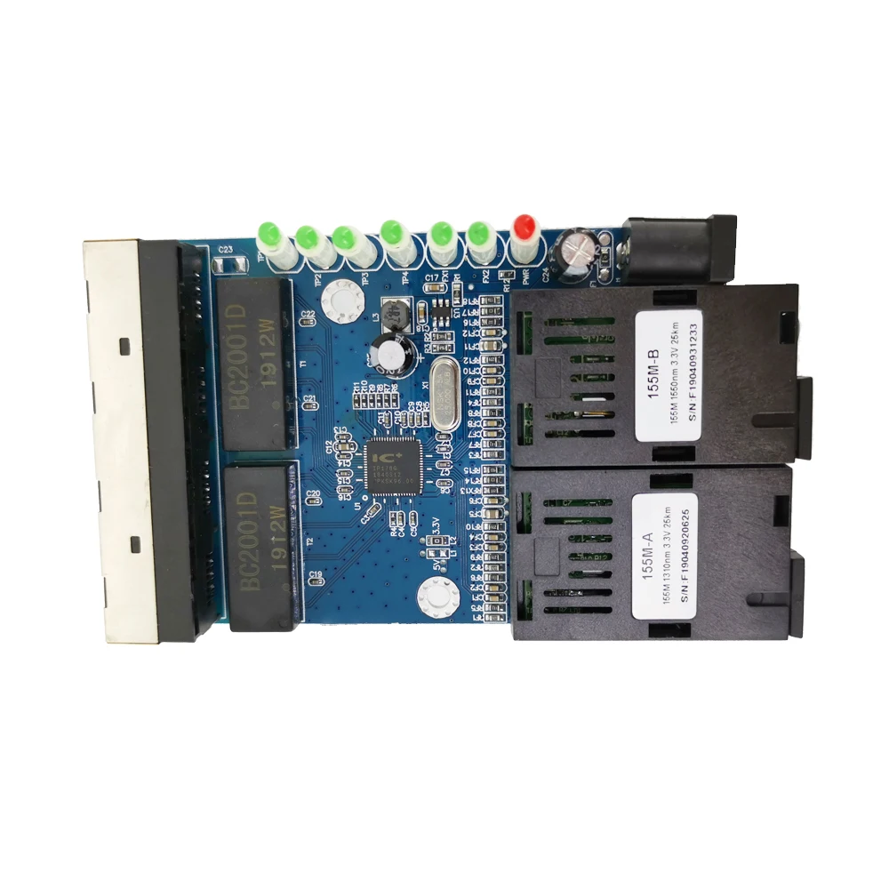 Коммутатор Ethernet Fast Erhetnet 6 шт. 2F4E 10/100 м 2 волоконных порта SC 25 км 4 UTP RJ45 волоконно