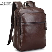 2021 men leather backpack high quality youth travel rucksack school book bag male laptop business bagpack mochila shoulder bag
