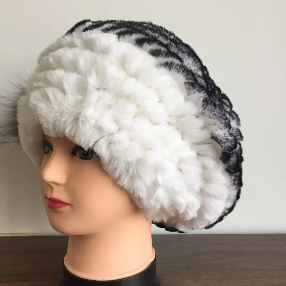 Модная новинка, натуральная шапка из меха кролика Рекс, вязаная шапка из меха кролика, меховые головные уборы из настоящего кролика, зимняя меховая шапка,, TFP888