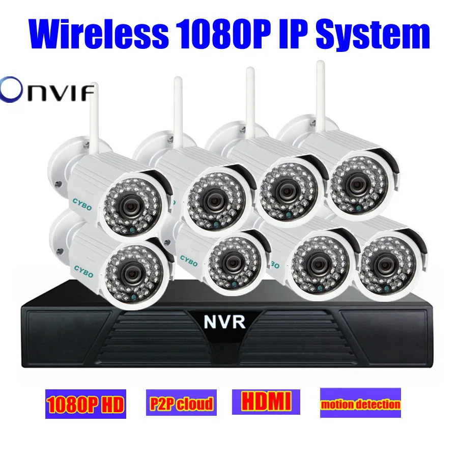 8-канальная домашняя беспроводная 8 ip-камера hd nvr 1080p система видеонаблюдения wifi ИК наружная 2-мегапиксельная камера видеонаблюдения комплект системы безопасности