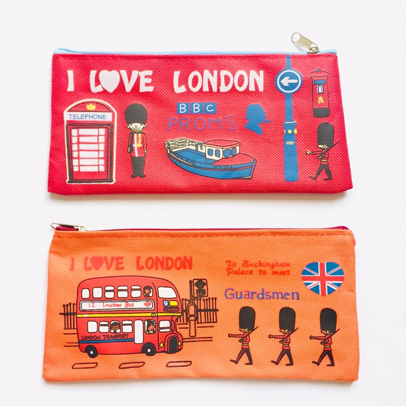 Kawaii I Love London Soldier холщовая ручка Карандаш сумка держатель для хранения студенческие канцелярские принадлежности