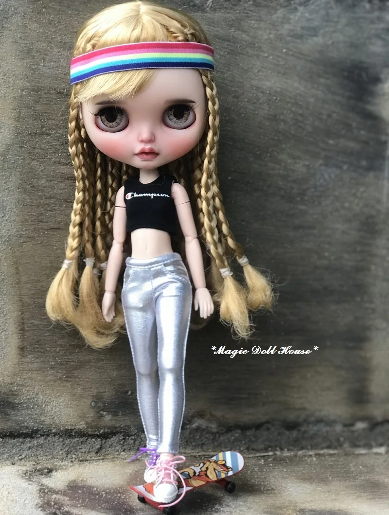 [MG603] 2019 Новая Одежда для куклы Neoblythe # металлические кожаные штаны заколка волос и