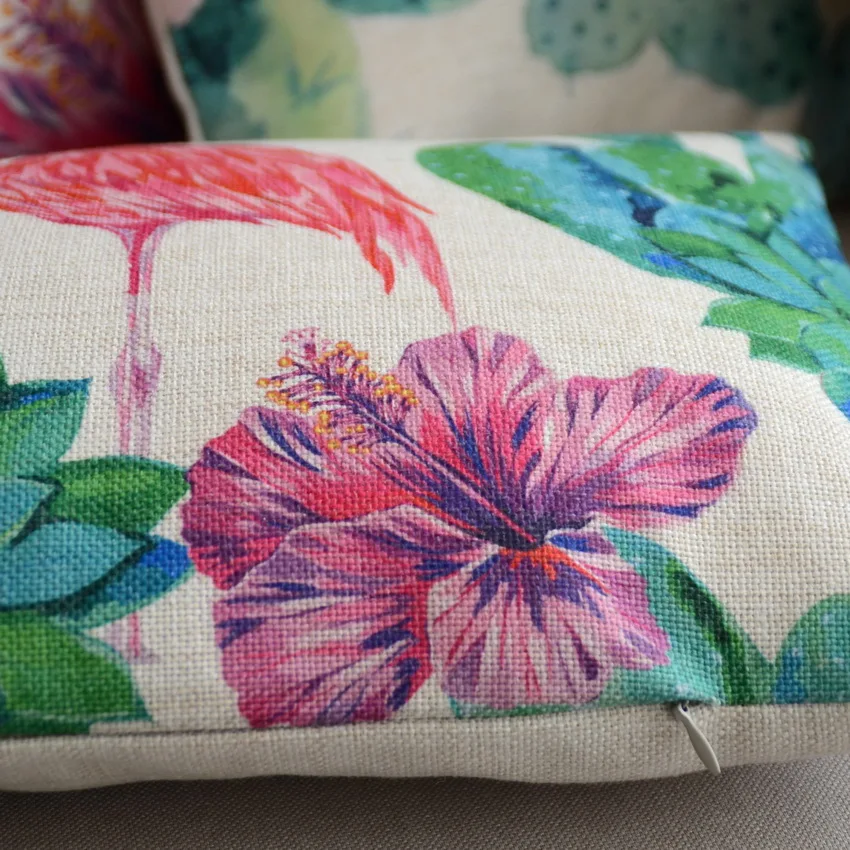 Фламинго суккуленты пальмовое дерево цифровой печати наволочки Американский