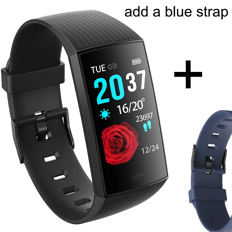 CY11 add blue strap Фитнес-браслет измерение кровяного давления IP67 Водонепроницаемый умный Браслет трекер активности пульсометр часы PK mi band - Цвет: CY11 add blue strap
