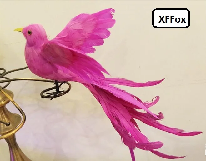 

cute simulation pink bird model foam&furs lifelike wings long tail bird doll gift about 25x40cm xf0589