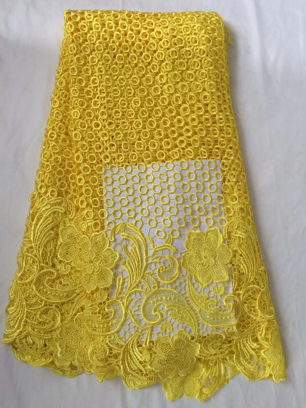 Африканский кружевной шнур из французского гипюра в желтом цвете с бесплатной доставкой! Z-han80811.