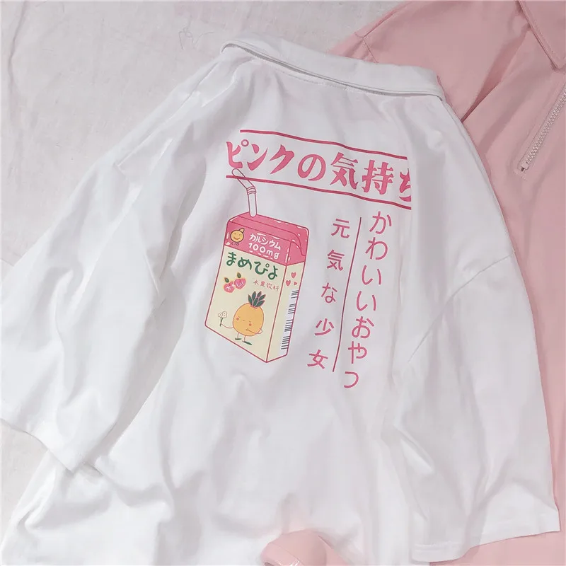 Футболка с короткими рукавами принтом из мультфильма Harajuku Корейская футболка