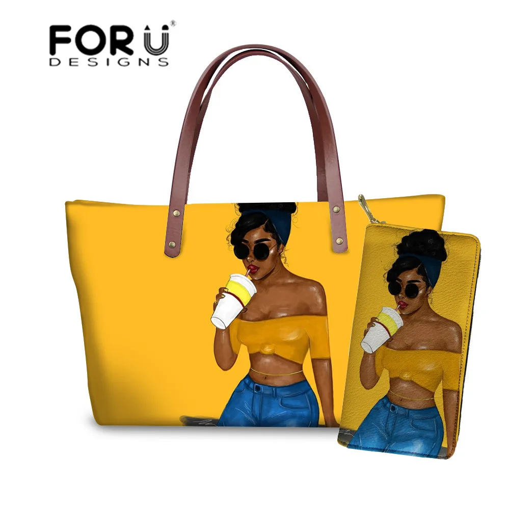 FORUDESIGNS/женские сумки из натуральной кожи черные афро Детские футболки для