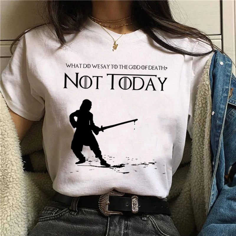 Not Today футболка с надписью Arya Stark для женщин Nope Not Today satan Harajuku графическая футболка Ullzang милый кот футболки женские