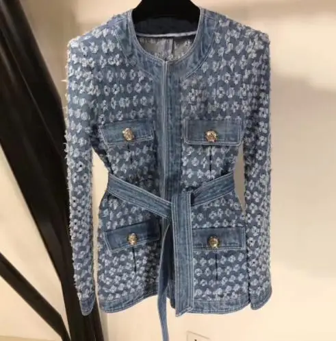 blue Модная Джинсовая куртка для женщин с длинным рукавом на каждый день, свободный стиль, модное пальто, новая женская джинсовая куртка - Цвет: blue