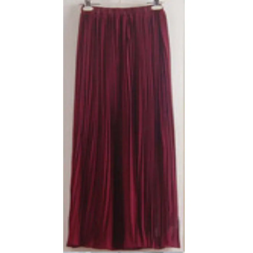 Фуксия Стиль для женщин дамы ретро Макси шифон Высокая талия плиссированные Длинная юбка одежда однотонные мягкие пляжные юбки - Цвет: Фуксия