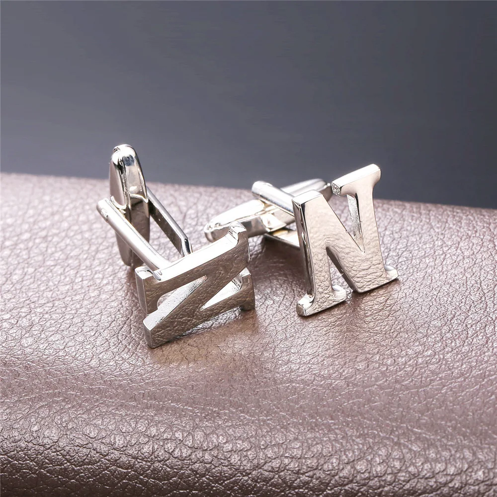 Для мужчин с инициалами насквозь буквы запонки Алфавит Мода французский ногтей