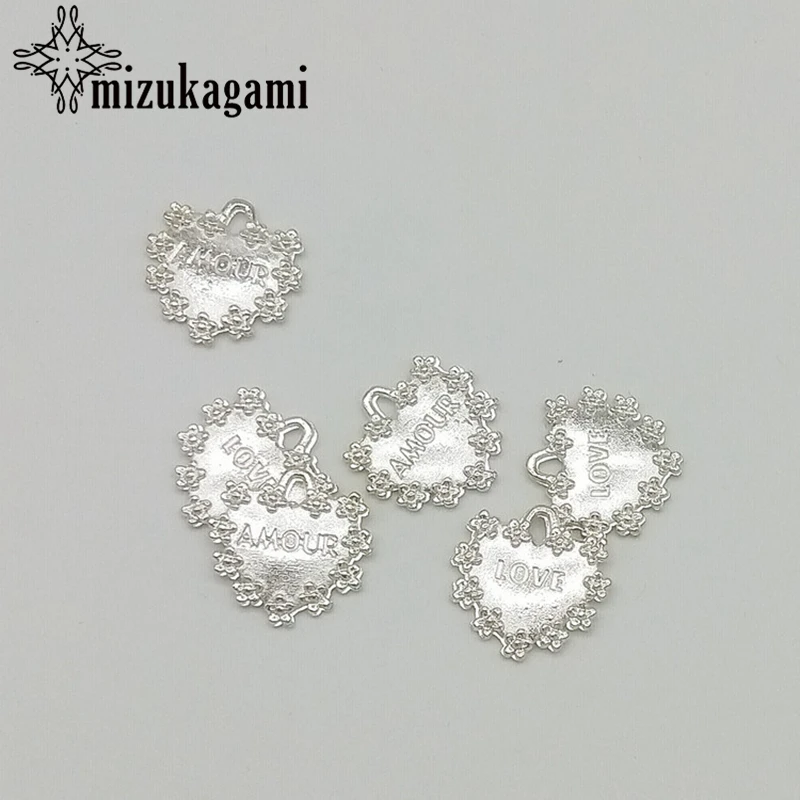 100 шт/партия УФ Смола цинковый сплав металл сердечки рамка кулон золотой