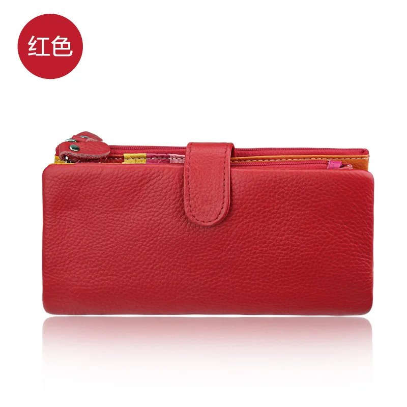 New 2018 ms real cowhide long purse Multi-function card package more than 24 for ladies wallet Candy color fashion | Багаж и сумки