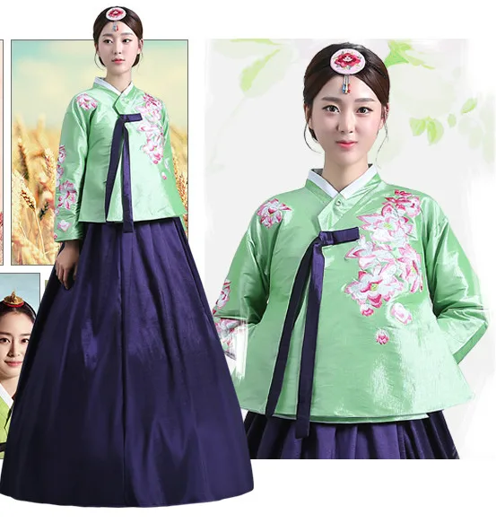 Женский костюм для танца в Корейском стиле зеленый винтажный роскошный