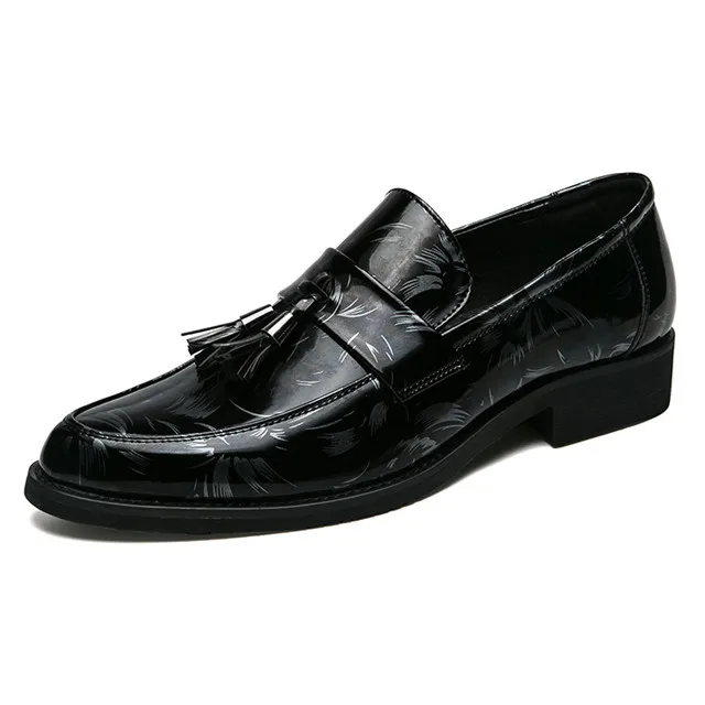Silver-black Loafers Merkmak/мужские лоферы; шикарные элегантные брендовые Мужские модельные туфли в итальянском стиле для свиданий; цвет черный, серебристый, синий; мужские лоферы с кисточками; повседневная обувь - Цвет: Silver-black Loafers