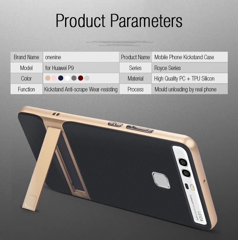 Абсолютно гибридный 3D чехол-подставка для huawei P9, силиконовый чехол, TPU+ PC Royce 360, полная защитная задняя крышка huawei P9, чехол, броня
