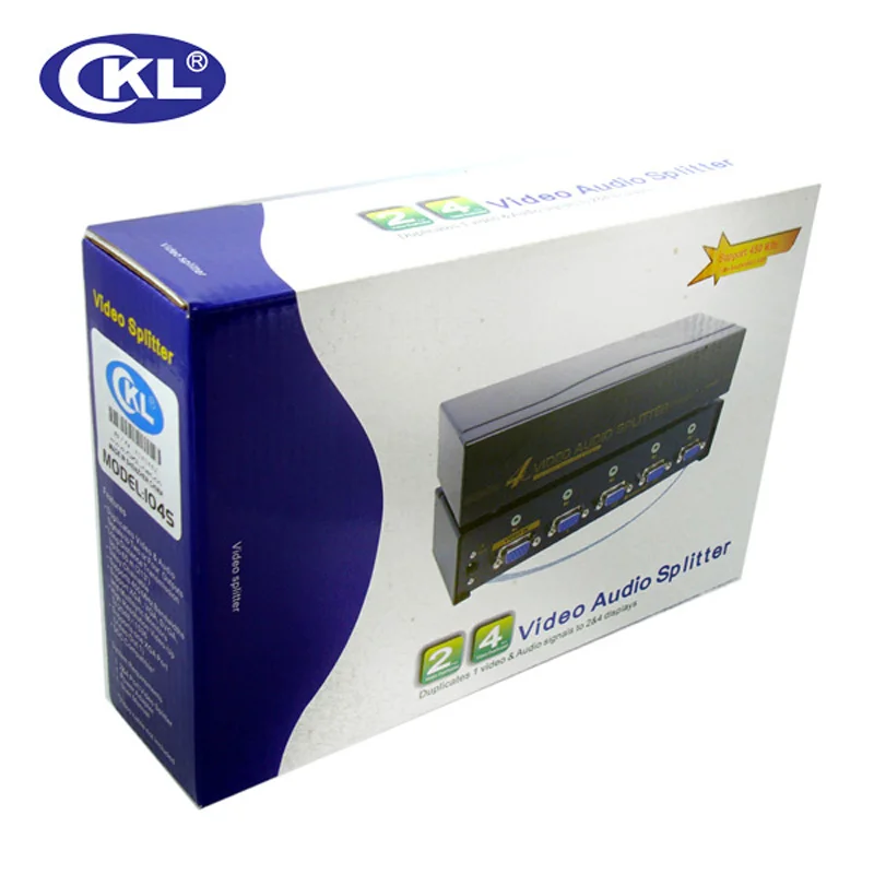 CKL-104S 4 порта VGA сплиттер с Аудио Металлический корпус поддерживает 450 МГц 2048*1536 |