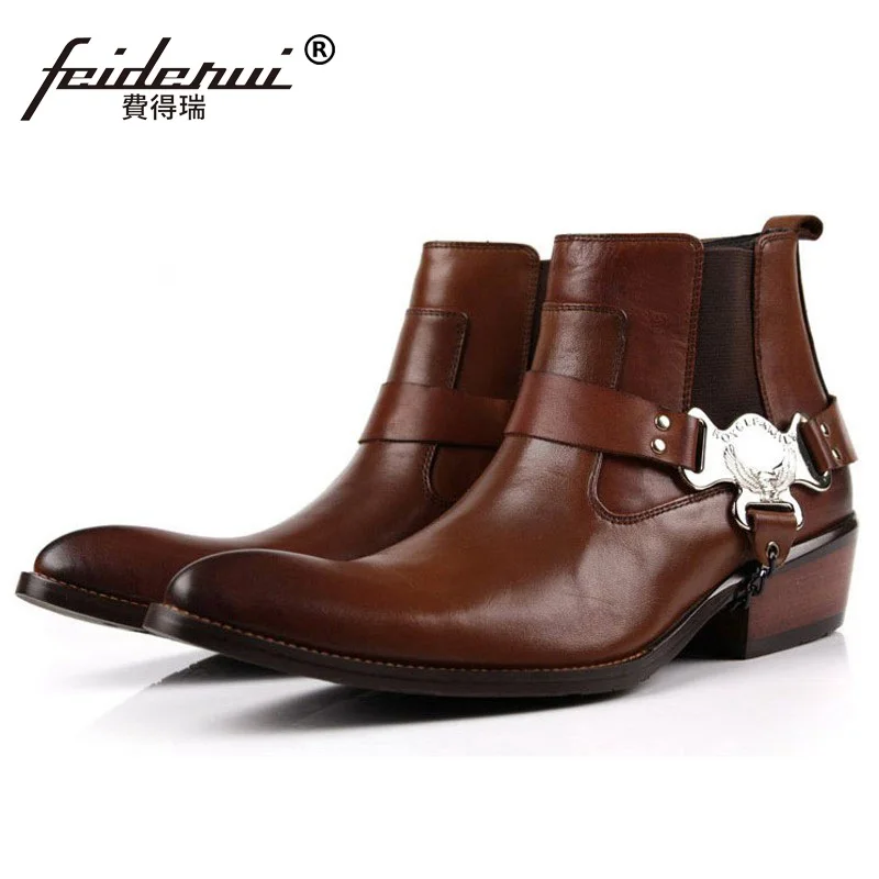 Мужские ковбойские ботильоны из натуральной кожи с острым носком|boots brand|boots
