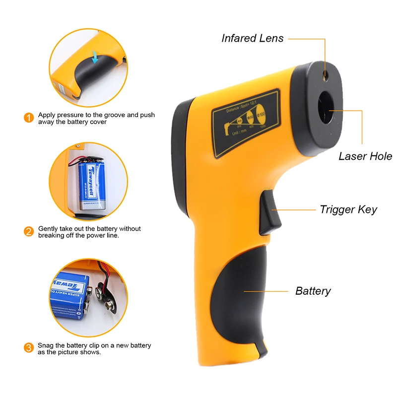 Hti лазерный цифровой инфракрасный термометр тепловизор промышленный