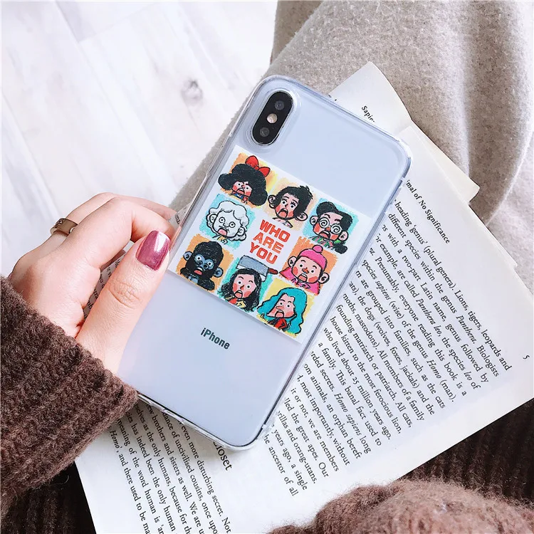Funny Art illustration Korean Phone Case For iPhone X Xs XR XSmax 7 Puls 6 6S 8 Cases Soft TPU Clear Transparent Cover |