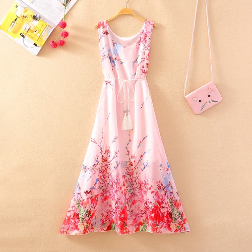 Женское винтажное платье с цветочным принтом FMSSOM летнее облегающее средней