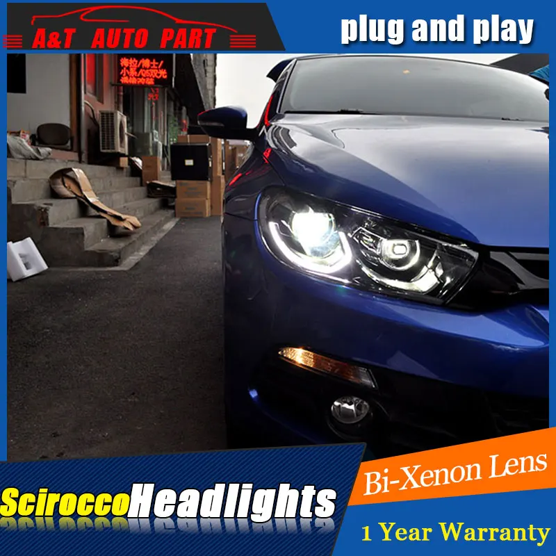 Светодиодный головной фонарь для VW Scirocco 1 4 T 2 0 2009 2017 H7 hid Биксеноновая линза angel eye